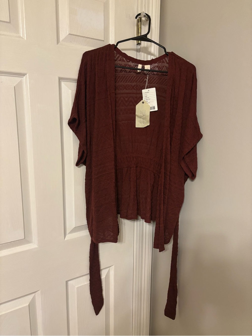 NWT MOTH by Anthropologie Rust Red Open-Front Pravin Knit Cardigan Size M